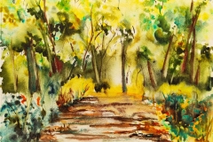 Dans le bois de Keryhuer, aquarelle sur papier Canson Montval 30x40