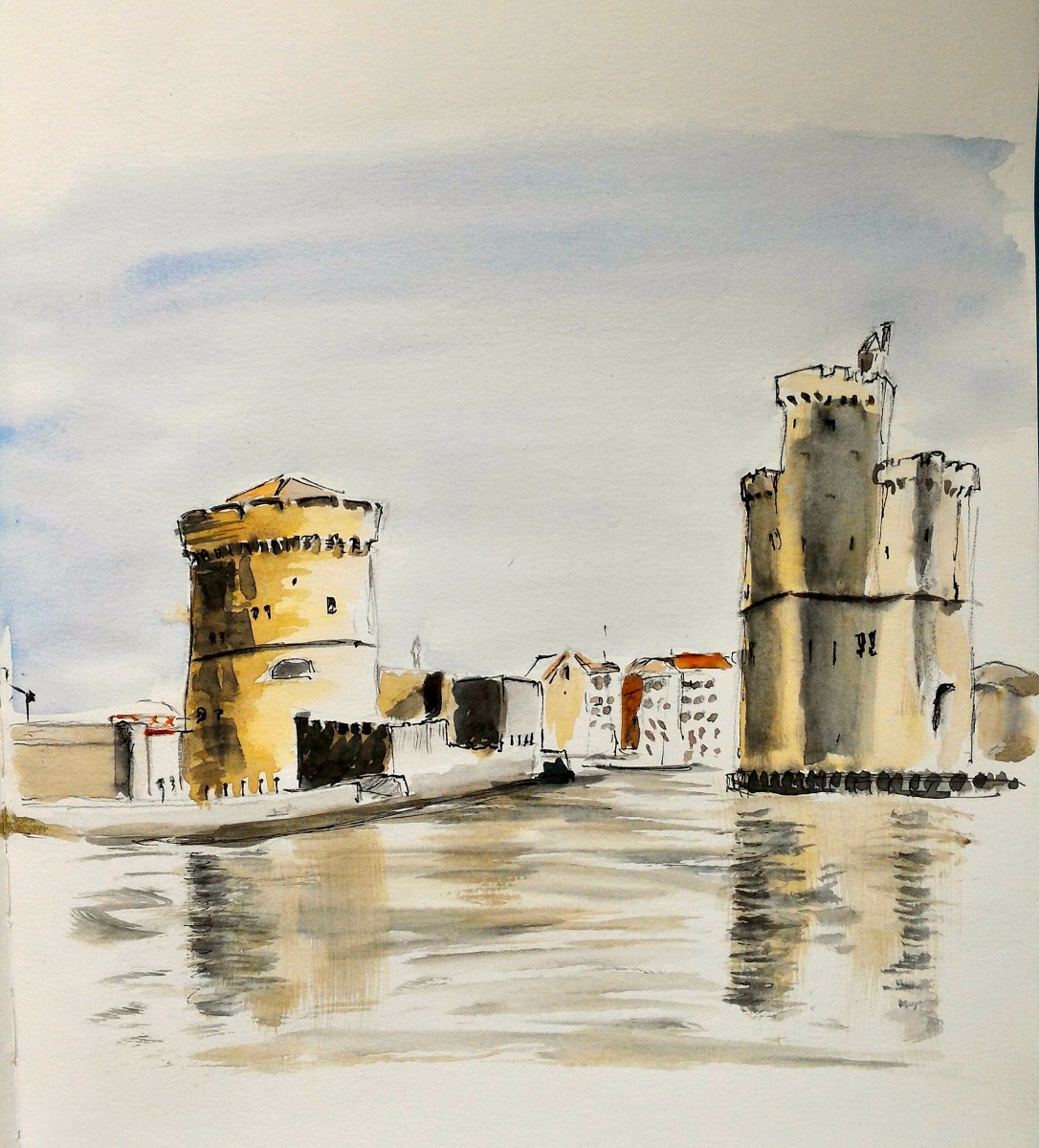 La Rochelle. La tour de la Chaîne et la tour Saint Nicolas