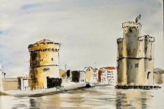 La Rochelle. La tour de la Chaîne et la tour Saint Nicolas