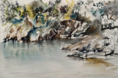 Aux Kaolins de Ploemeur, Aquarelle sur Arches 36x51