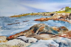 Kerroch, petit port de Ploemeur vent et soleil 02, Aquarelle sur Arches 36x51