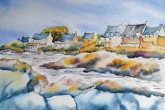 Kerroch, petit port de Ploemeur vent et soleil 01, Aquarelle sur Arches 36x51